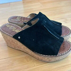 Sam Edelman Black Suede Platform Slip on Shoes size 7.5
